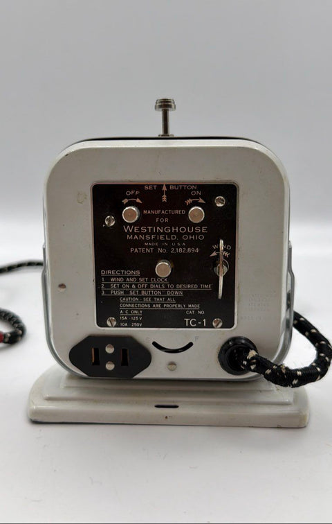 Vintage Westinghouse TC-1 Appliance Time Switch Clock Timer White Art Deco