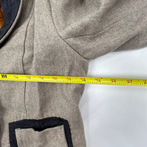 Desigual Women's Tan Gray Wool Blend Art to Wear Blazer Jacket Size 12