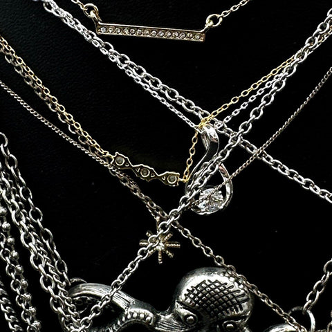 Vintage to Modern Fashion Jewelry Lot 13 Necklaces Octopus Turtle Guitar Pick