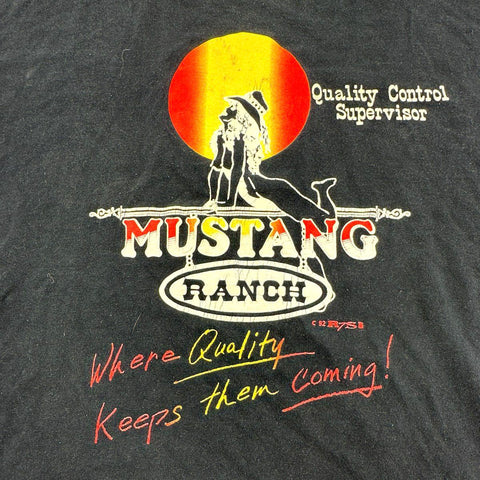 Mustang Ranch Men's Black Vintage 90s Quality Control Supervisor T-Shirt Sz XL