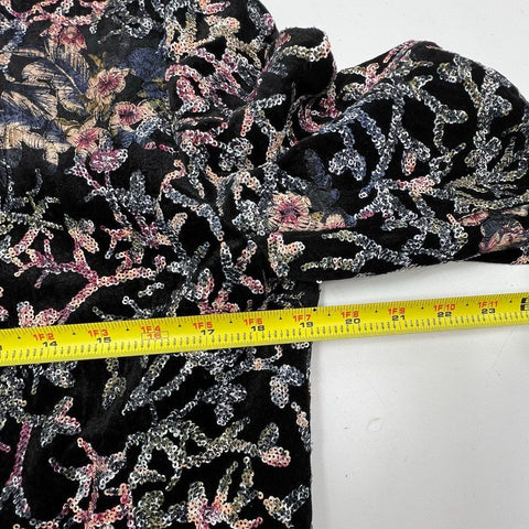 Tahari ASL Women's Sequin Burnout Velvet Jacket Black Pink NWT Size 8