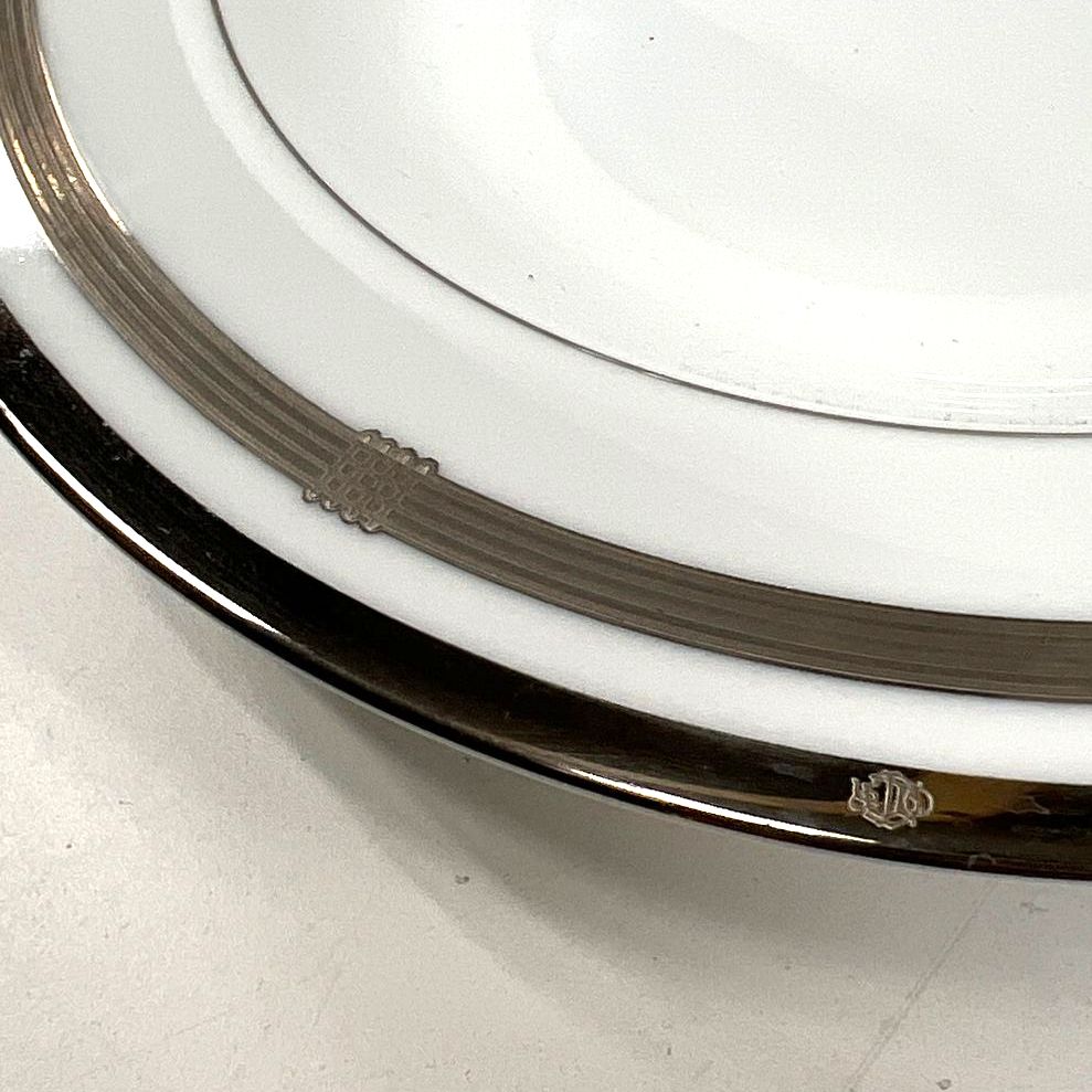 Christian Dior Gaudron Platinum Fine China Singular Dinner Bowl White & Silver