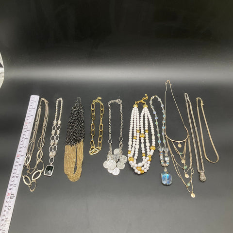 Costume Jewelry Lot of 10 Necklaces Statement Beaded Chain Pendant Layering