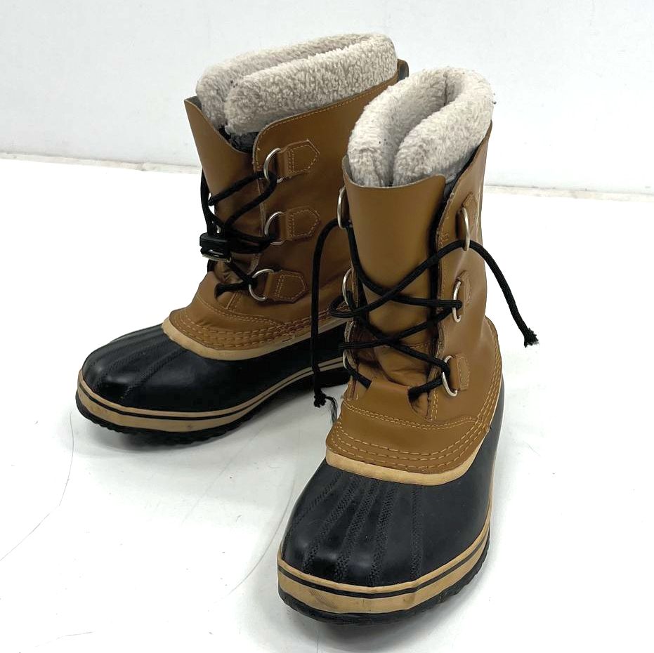 Sorel Youth 1964 Pac Strap Waterproof Winter Snow Boots Tan Black Womens Size 7