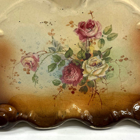 Antique W & A L England Ceramic Mantel Clock Floral Victorian Style Porcelain
