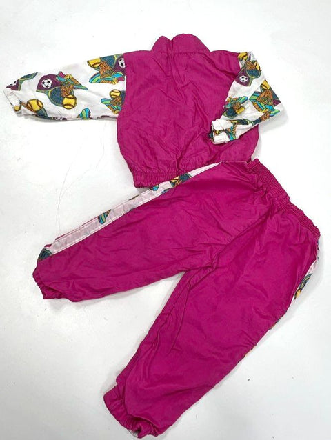 Vintage 90s Basic Formula Girls Sports Graphic Nylon Tracksuit Set Sz 24M
