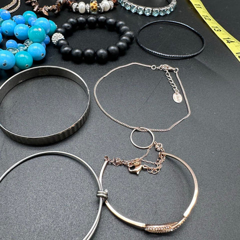 Mixed Fashion Costume Jewelry Lot 25+ Beaded Charms Bangles Cuffs Bracelets