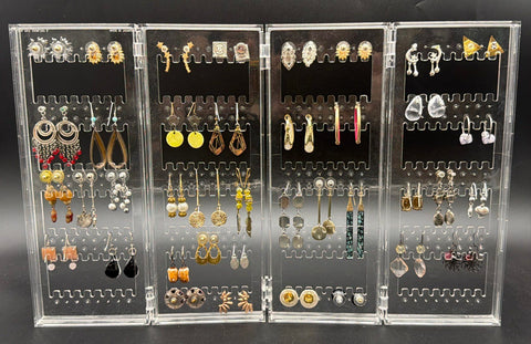 39 Pairs Fashion Earrings Lot Non-Precious Metal Studs Dangles No Stand