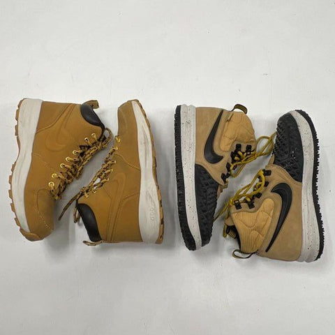 Lot of 2 Nike Boys Boots Lunar Force 1 Duckboot & Manoa Wheat Tan Size 6.5Y