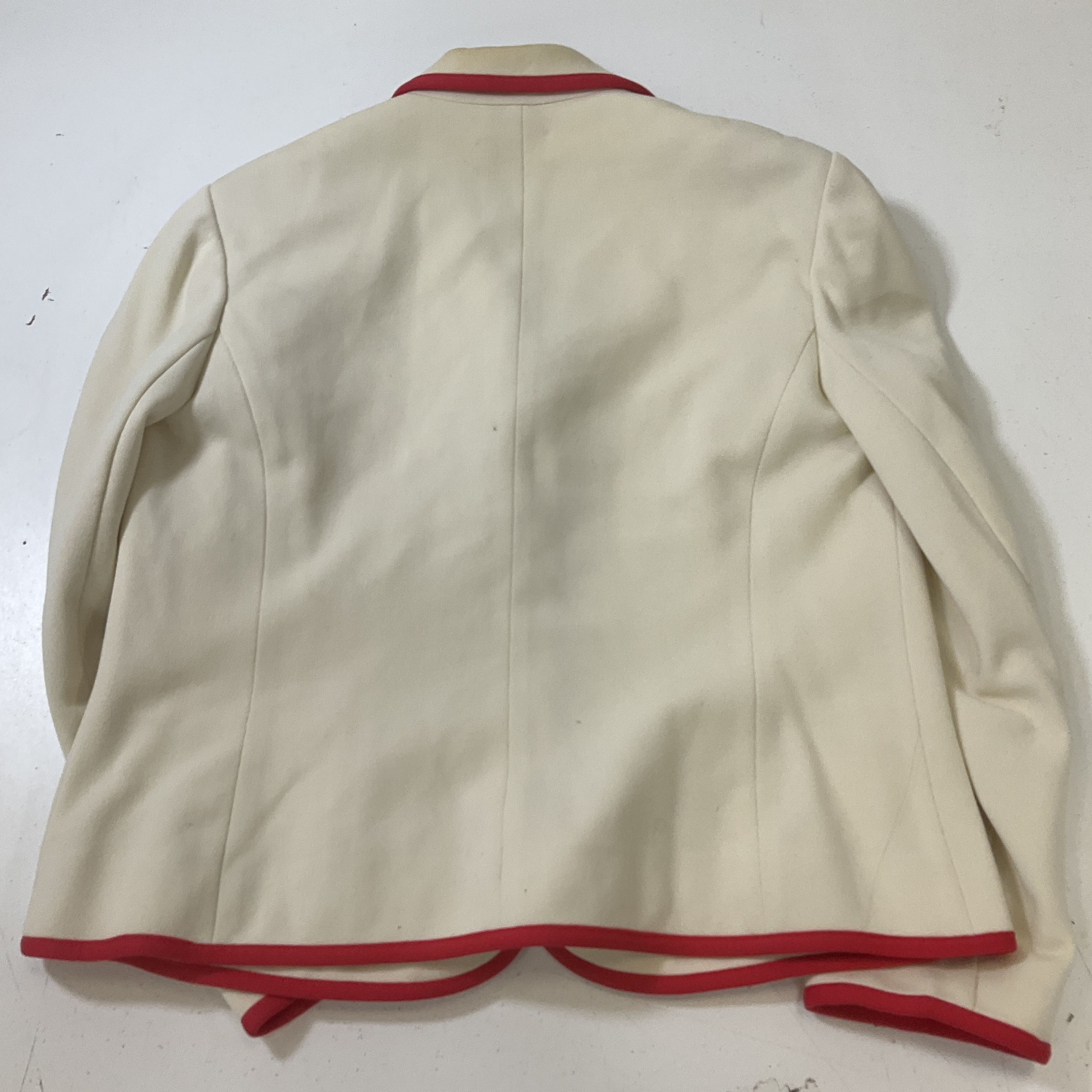 Butte Women's Ivory Blazer Suit Jacket Red Trim Piping & Buttons Vintage Size 16