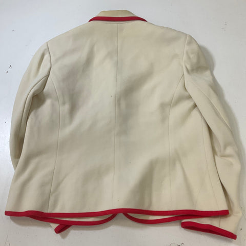 Butte Women's Ivory Blazer Suit Jacket Red Trim Piping & Buttons Vintage Size 16