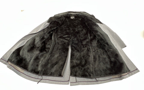 Vintage 90s Austin Manor Men's Gray Overcoat Faux Fur Collar Lining Sz 38R
