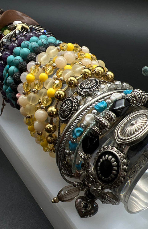 Bohemian Southwestern Beaded & Souvenir Jewelry Lot of 25 Bracelets Cuffs