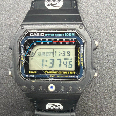 Vintage Casio TS-1200 Digital Thermometer Watch 100M Sporty