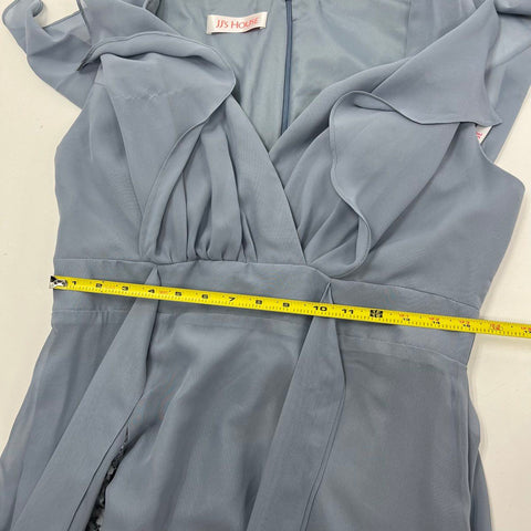 JJ's House Women's Dusty Blue A-Line High Low Lace Bridesmaid Dress Size 14 NWT