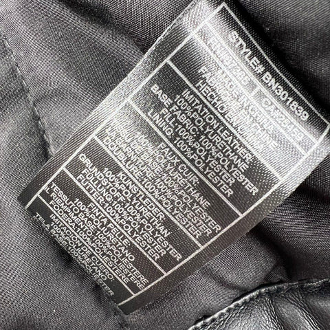 Steve Madden Women's Celestina Faux Leather Puffer Vest Black Cinch Waist M