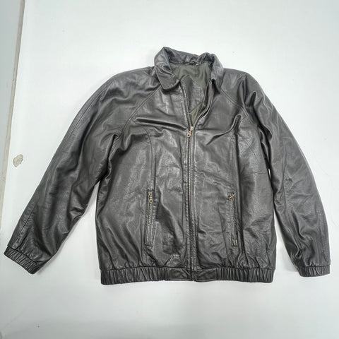 Vintage Y2K Preston & Yorke Black Leather Bomber Jacket Women's M