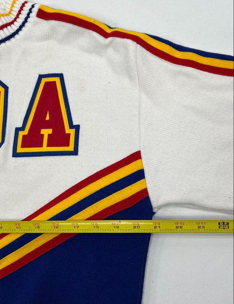 Vintage 80s Varsity UDA Cheerleader Knit Sweater Made in USA Sz 36