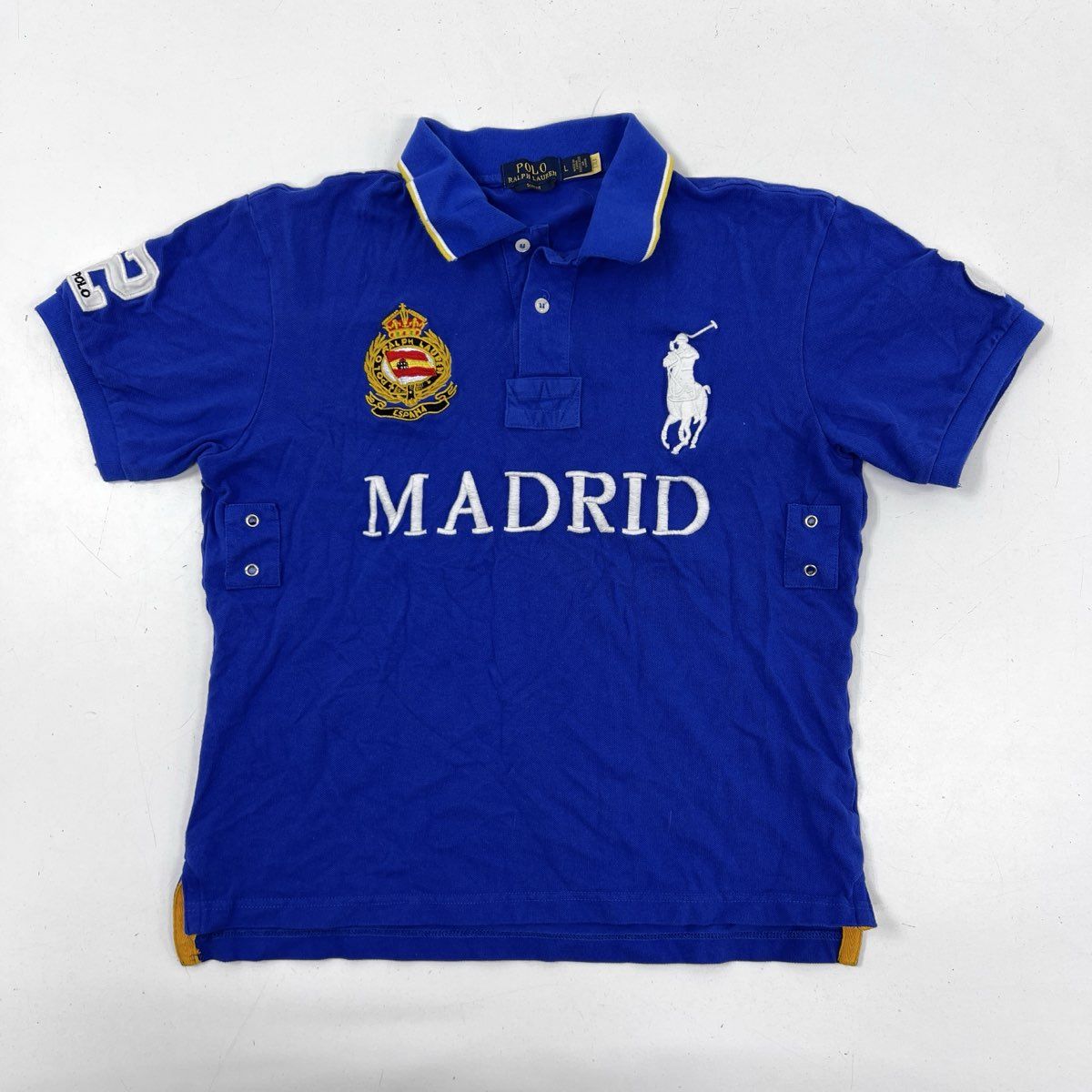 Polo Ralph Lauren Men's Blue Madrid Big Pony Slim Fit Crest Polo