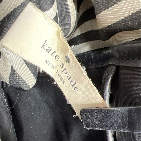 Kate Spade Black Nylon Leather Trim Dome Satchel Crossbody Bag Silver Hardware