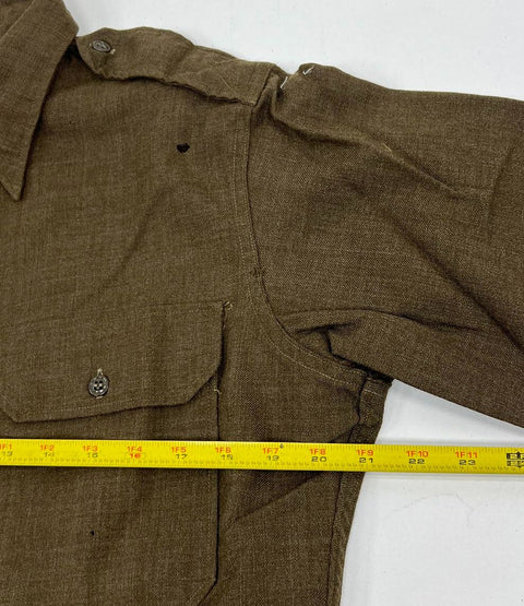 Vintage 50s Military Issue Wool Field Shirt Button Up Olive Drab Sz M