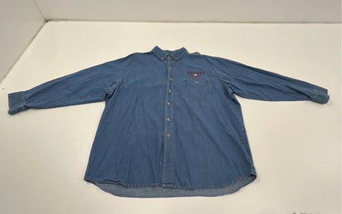 Vintage 1997 Nebraska Huskers National Champs Embroidered Denim Shirt Sz XXL