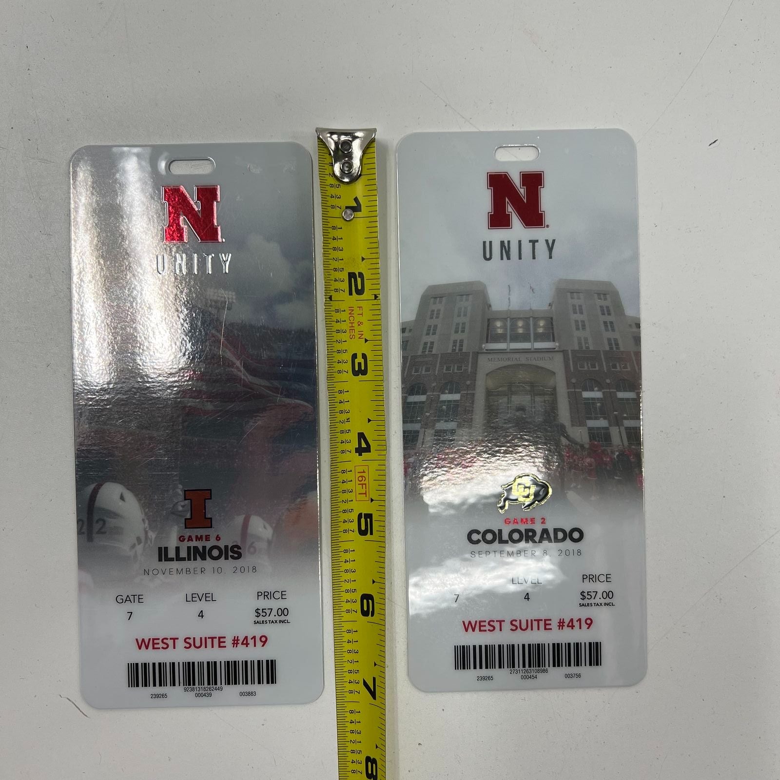 2018 Nebraska Huskers Football Suite Pass Lot Illinois vs Colorado NCAA Tickets