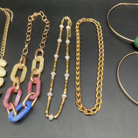 Fashion Costume Jewelry Lot 0.64 lbs Statement Necklaces Chokers 7 Pieces
