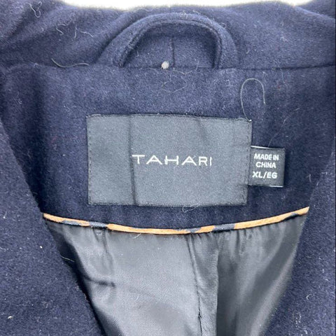 Tahari Women's Black Boucle Asymmetrical Zip Moto Coat Jacket Size XL