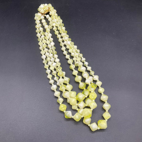 Vintage Beaded Jewelry Lot 3 Necklaces AB Crystal Japan Gold Tone Hong Kong