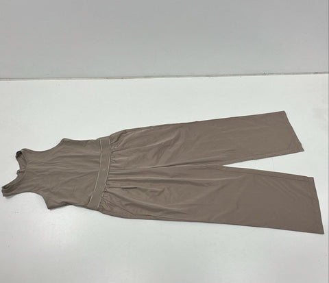 Victoria's Secret Women's Taupe Sleeveless Wide Leg Jumpsuit Back Cutout Sz L