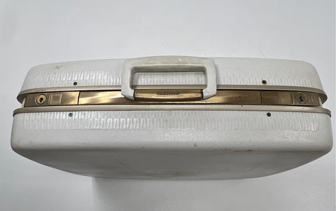 Vintage 1960s Samsonite Horizon Off White Hard Shell Suitcase Luggage 20"