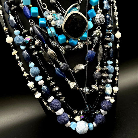 Vintage to Modern Costume Jewelry Lot 2.5 Lbs Beaded Fashion Necklaces Boho