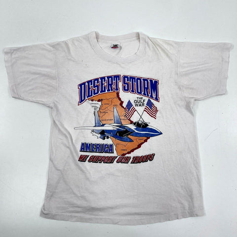 Vintage 1991 Desert Storm Gulf War T-Shirt Single Stitch Fruit of the Loom Sz XL
