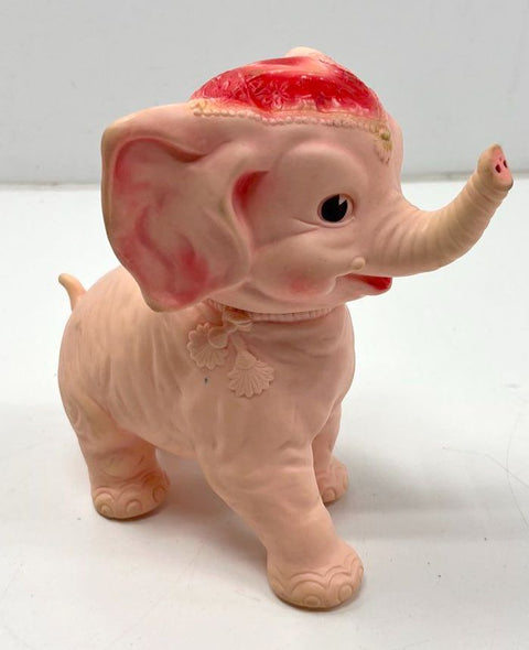 Sun Rubber Co Vintage 1951 Pink Elephant Rubber Toy Figurine 10 Inch