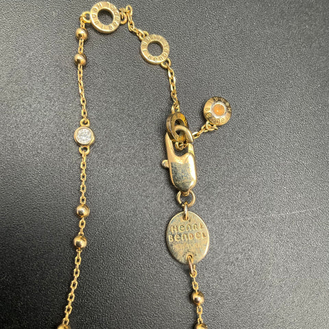 Henri Bendel Gold Tone Crystal Station Lariat Y-Necklace Adjustable 18"