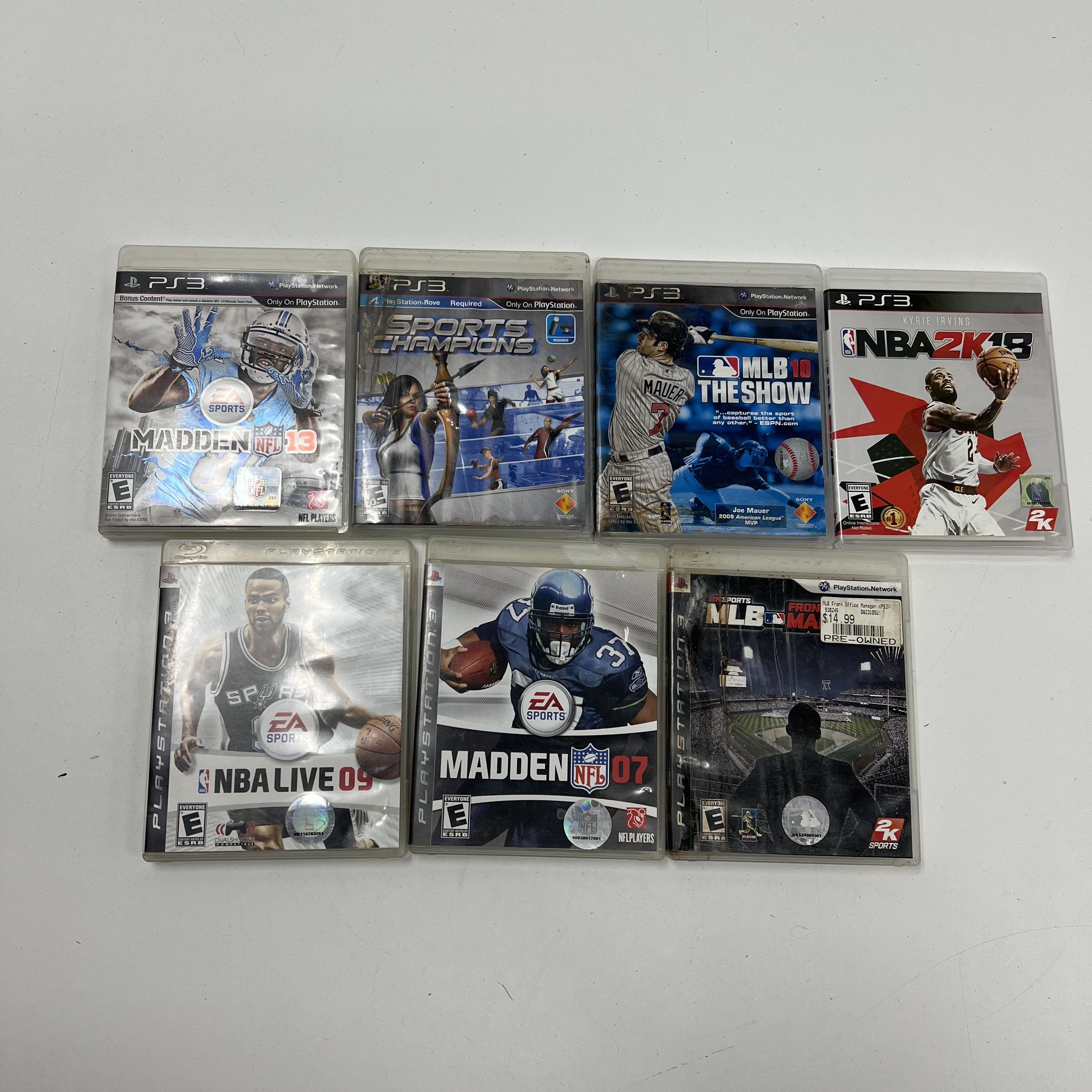 NBA 2K18 Madden NFL MLB The Show Sony PlayStation 3 PS3 7 Game Lot Sports