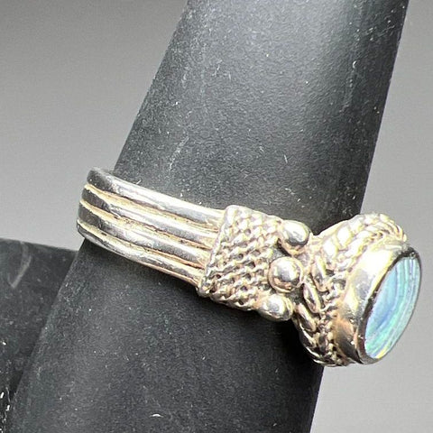 925 Sterling Silver Abalone Ring Size 7.5 5.27g