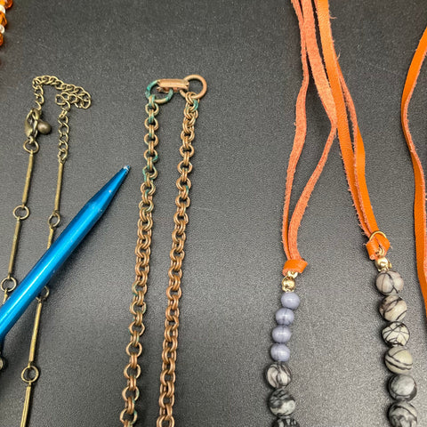 Mixed Costume Fashion Jewelry Necklace Lot 13pc Shell Beaded Tassel 0.75lb
