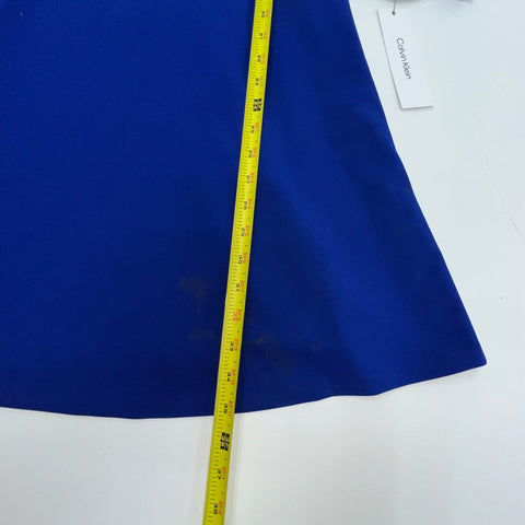 Calvin Klein NWT Blue Pleated Neck A-Line 3/4 Sleeve Dress Women's 8