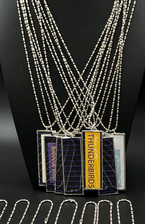 High School Spirit Monogram Solder Glass Pendant Necklace Jewelry Lot of 28