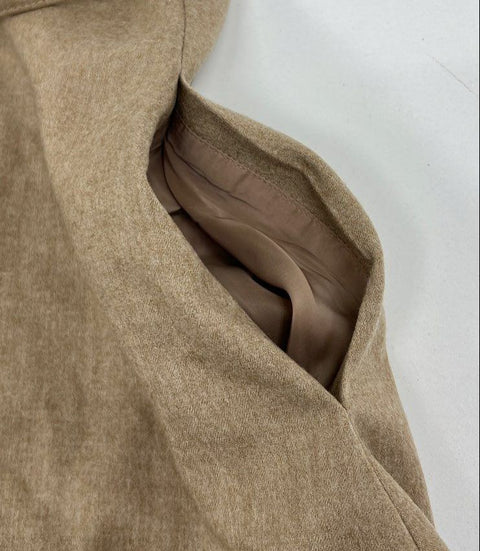 Talbots NWT Women's Tan Wool Blend Belted Pleated A-Line Dress Size 16P