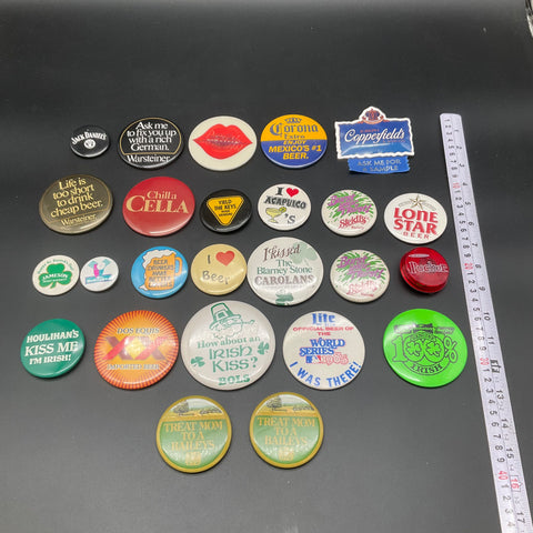 Vintage Alcohol Pinback Button Lot 25pc Beer Liquor Advertising Mixed Brands