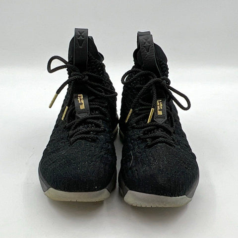 Nike LeBron 15 GS Black Metallic Gold Basketball Shoes Size 7Y