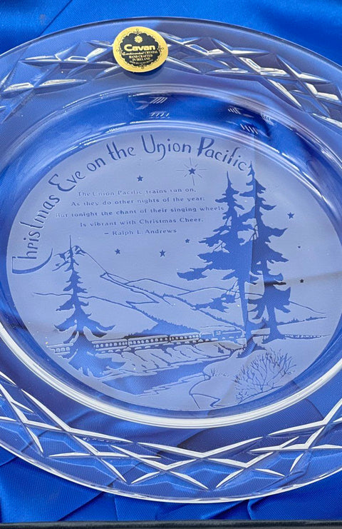 Cavan Crystal Union Pacific Christmas Eve Etched Plate 24% Lead Crystal Ireland