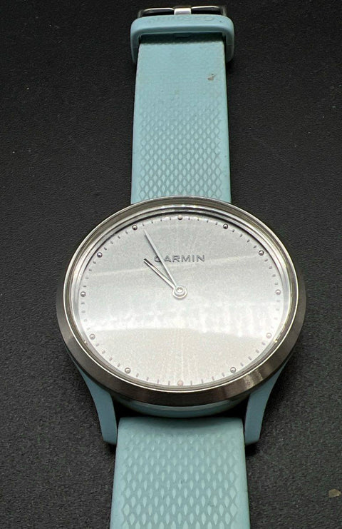 Garmin vivomove HR Sport Hybrid Smartwatch Silver Sea Foam Blue Silicone 43mm