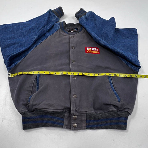 Vintage 1996 Rod & Custom AmeriCruise Tour Denim Varsity Jacket Made USA Sz XL