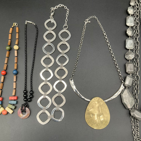 Mixed Fashion Statement Necklace Jewelry Lot of 8 Beaded Stone Bib Style
