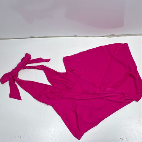 Banana Republic Women's Pink Halter Maxi Dress V-Neck Tie Neck Pleated Sz 4 NWT