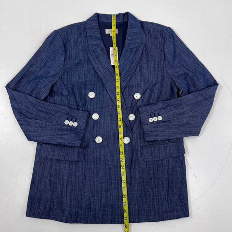 Loft Outlet Women's Blue Denim Double Breasted Blazer Jacket Sz 16 NWT